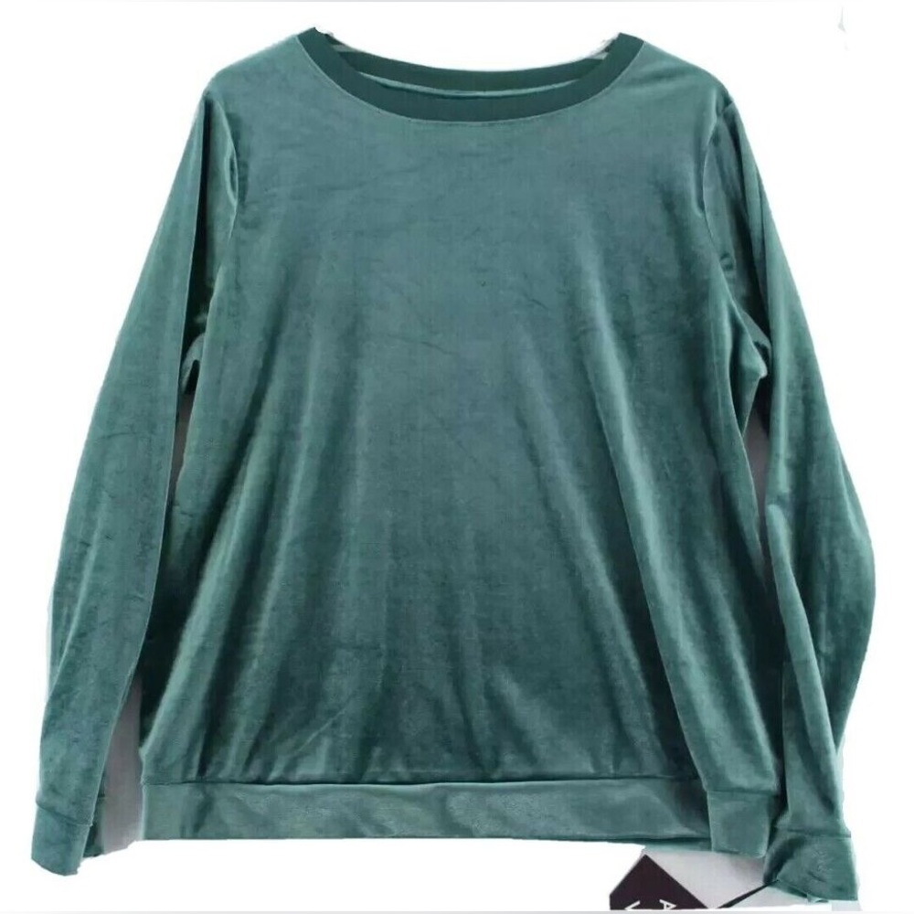 Ava & Viv Green Velvet Crewneck
